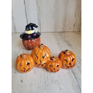 Halloween pumpkin witch stack candle‎ tea light set home decor